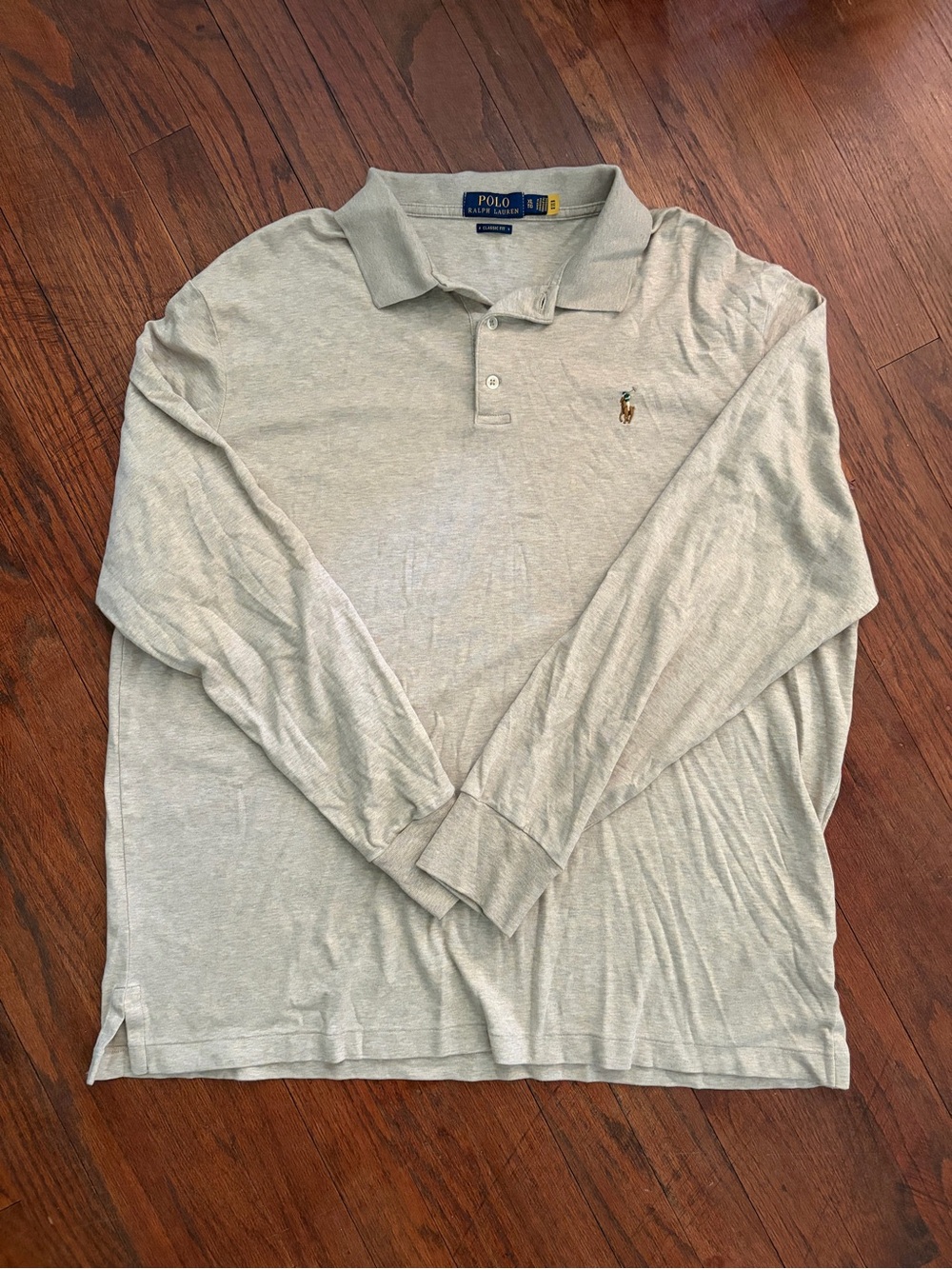 Ralph Lauren Long-Sleeve Polo Shirt in Light Gray